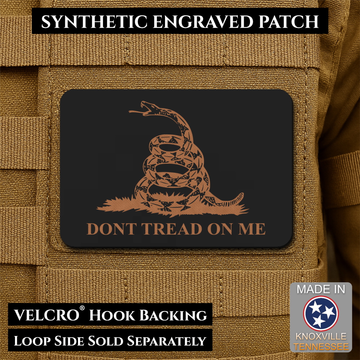 Don’t Tread on Me Gadsden Flag Patch | Made in USA | VELCRO® Brand Hook Backing