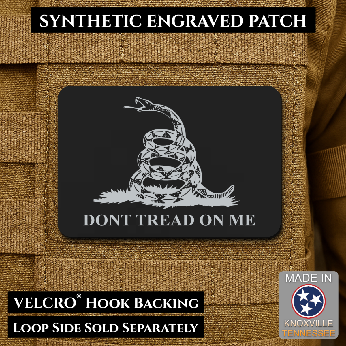 Don’t Tread on Me Gadsden Flag Patch | Made in USA | VELCRO® Brand Hook Backing