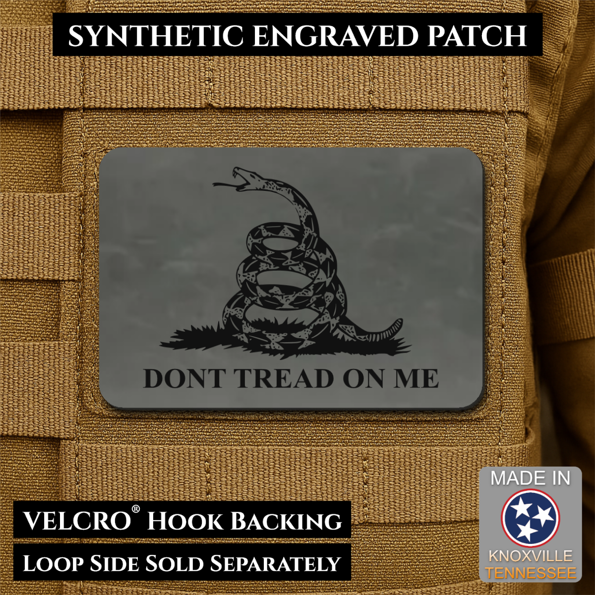 Don’t Tread on Me Gadsden Flag Patch | Made in USA | VELCRO® Brand Hook Backing