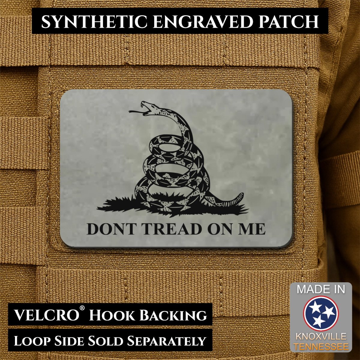 Don’t Tread on Me Gadsden Flag Patch | Made in USA | VELCRO® Brand Hook Backing