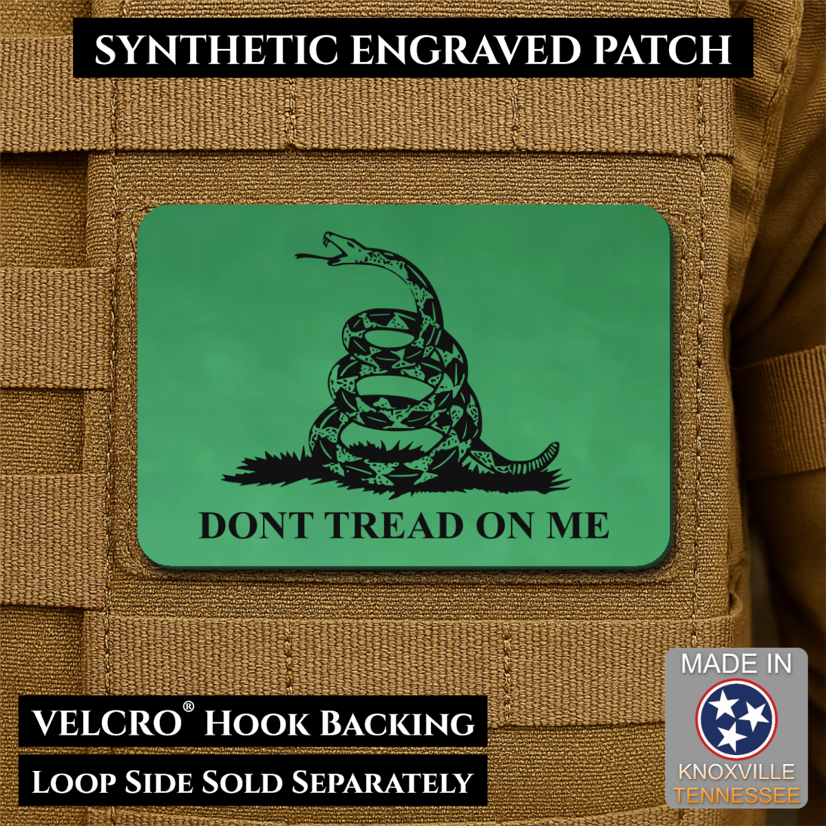 Don’t Tread on Me Gadsden Flag Patch | Made in USA | VELCRO® Brand Hook Backing