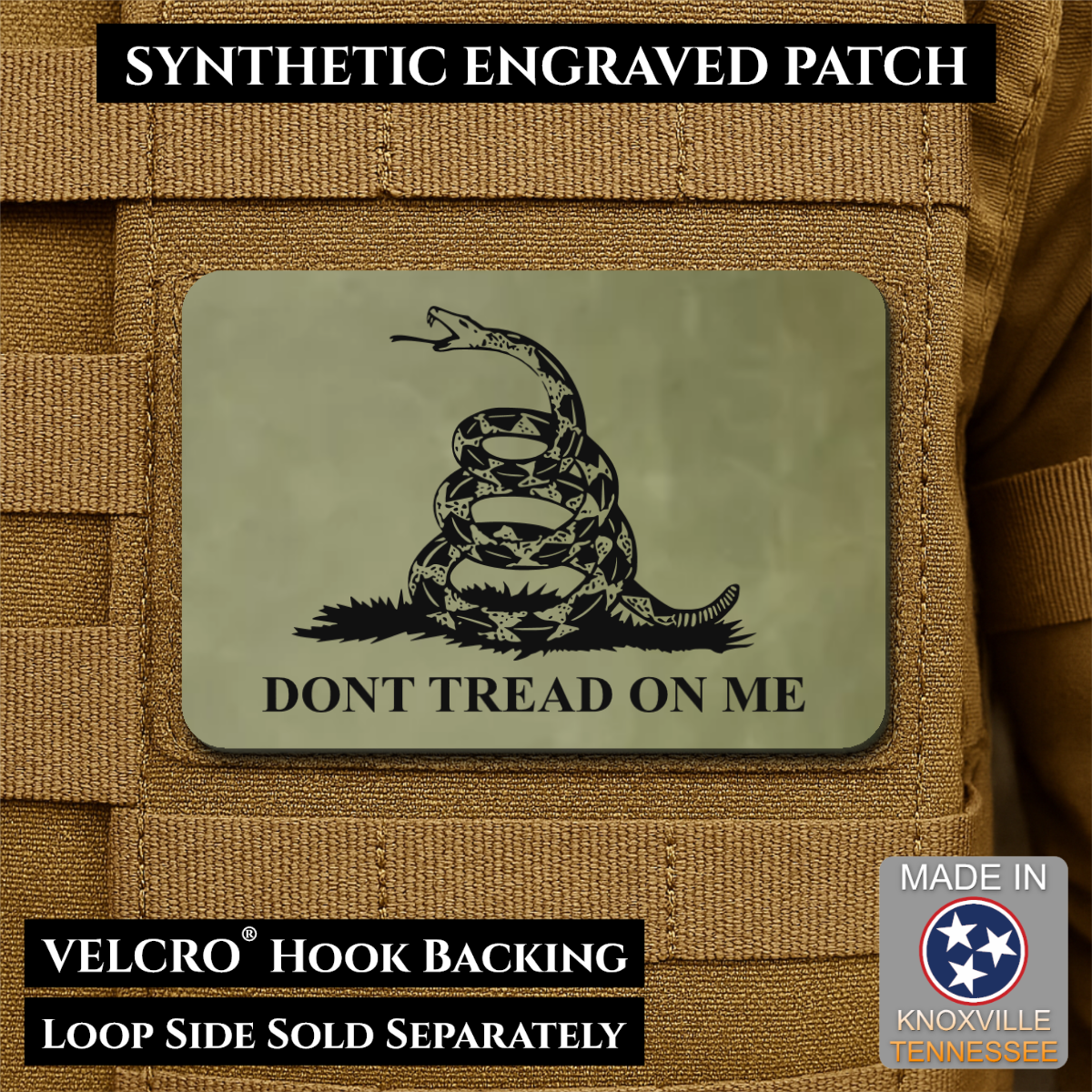 Don’t Tread on Me Gadsden Flag Patch | Made in USA | VELCRO® Brand Hook Backing