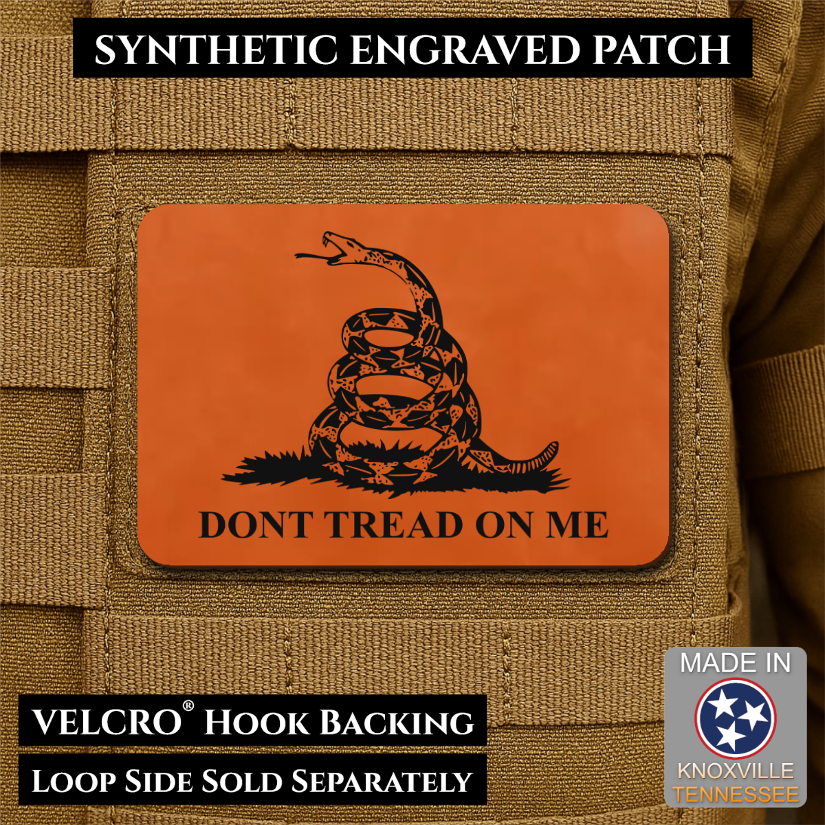 Don’t Tread on Me Gadsden Flag Patch | Made in USA | VELCRO® Brand Hook Backing