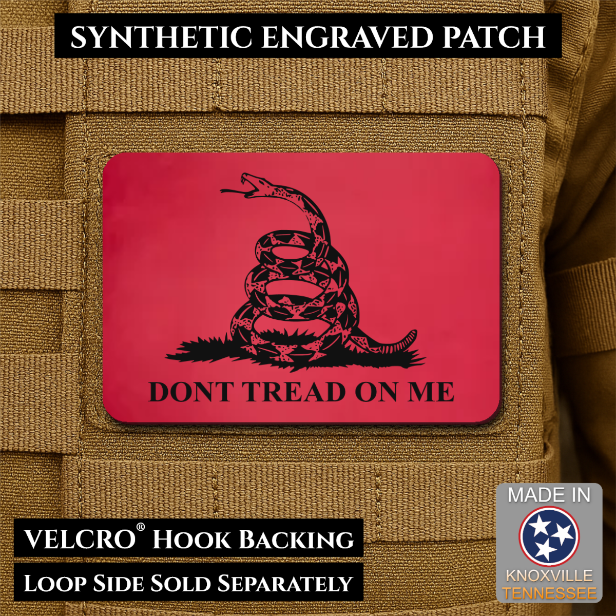 Don’t Tread on Me Gadsden Flag Patch | Made in USA | VELCRO® Brand Hook Backing