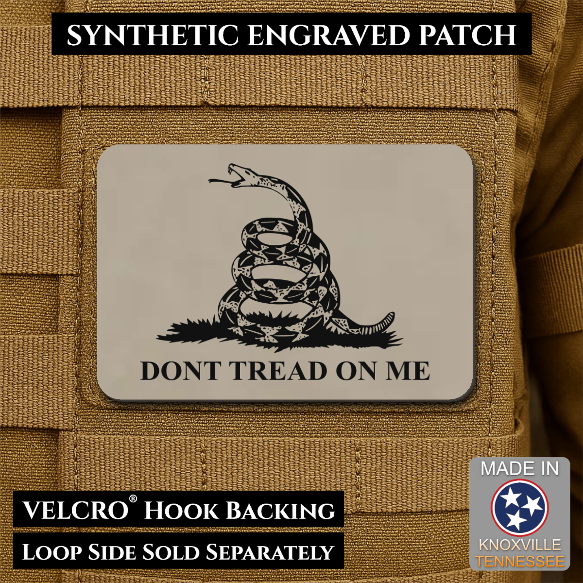 Don’t Tread on Me Gadsden Flag Patch | Made in USA | VELCRO® Brand Hook Backing