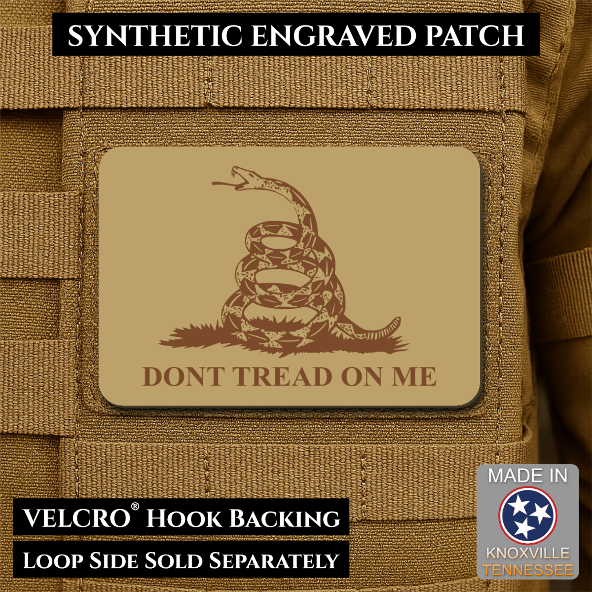 Don’t Tread on Me Gadsden Flag Patch | Made in USA | VELCRO® Brand Hook Backing