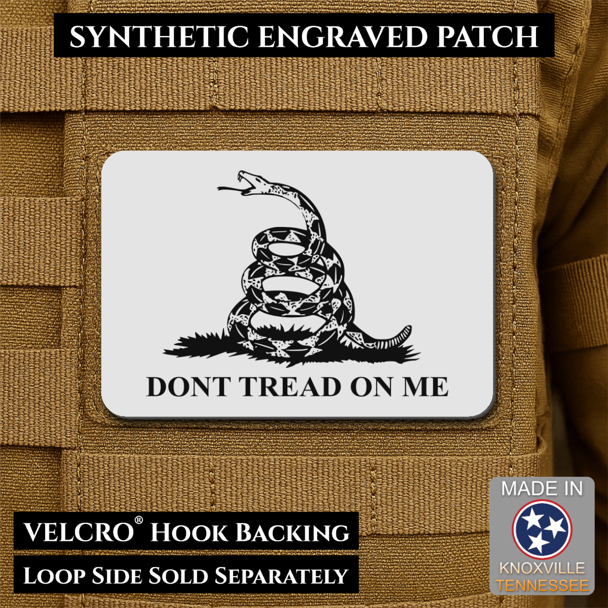 Don’t Tread on Me Gadsden Flag Patch | Made in USA | VELCRO® Brand Hook Backing
