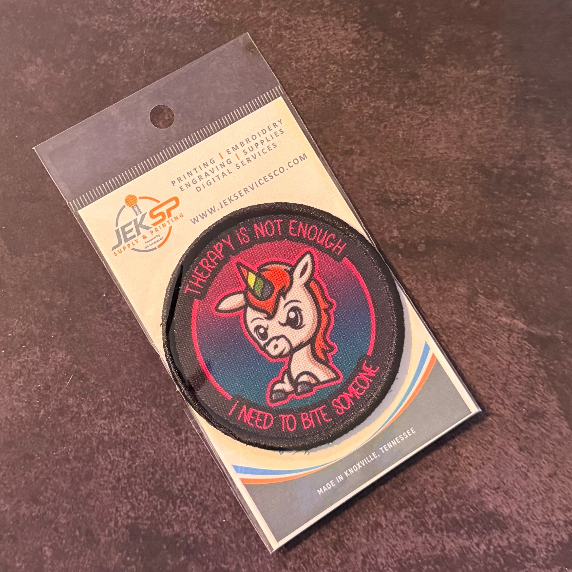 Therapy Unicorn Funny Morale Patch | Made in USA | VELCRO® Brand Hook Backing