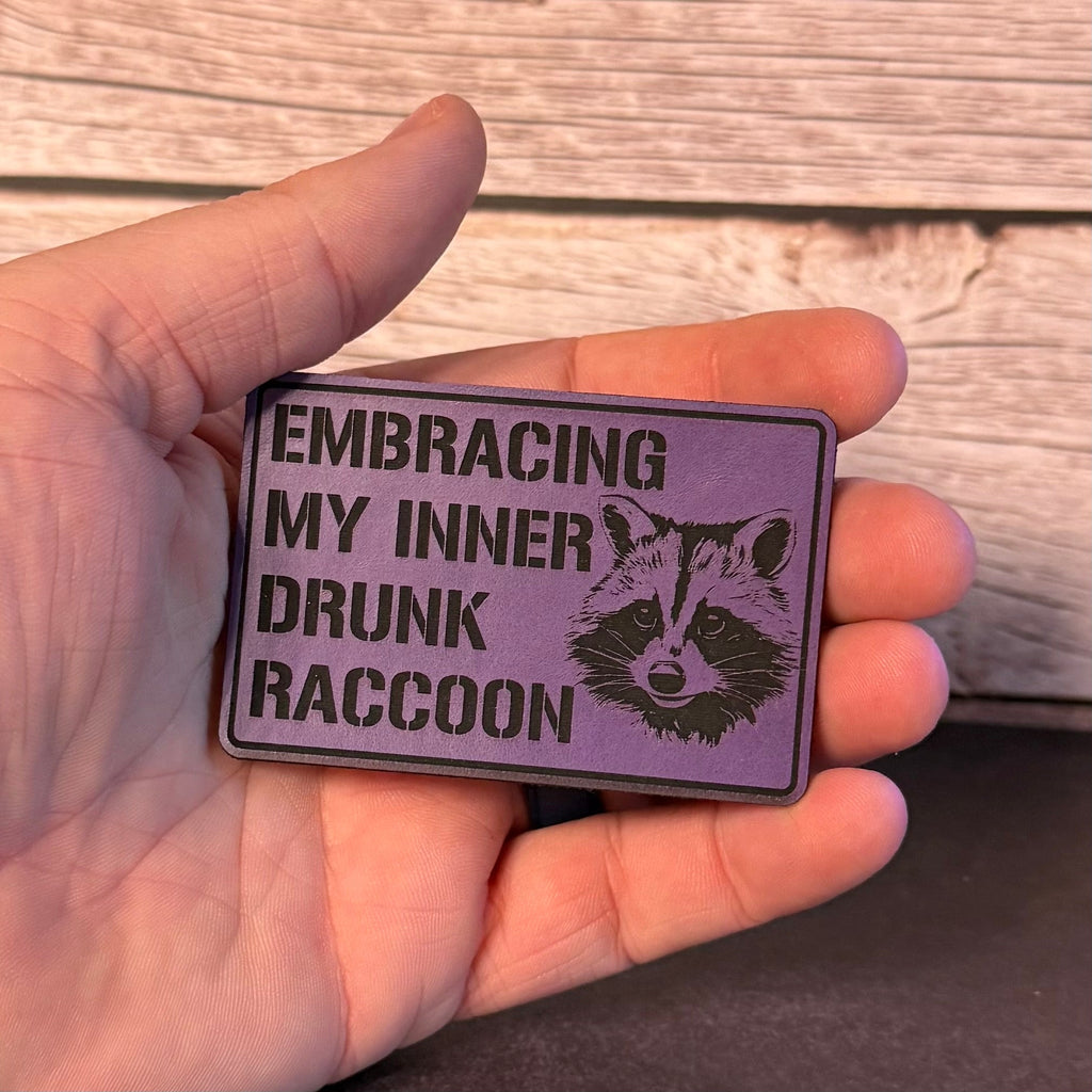 Inner Drunk Raccoon Funny Morale Patch 2"x3" Hook & Loop | Made in USA