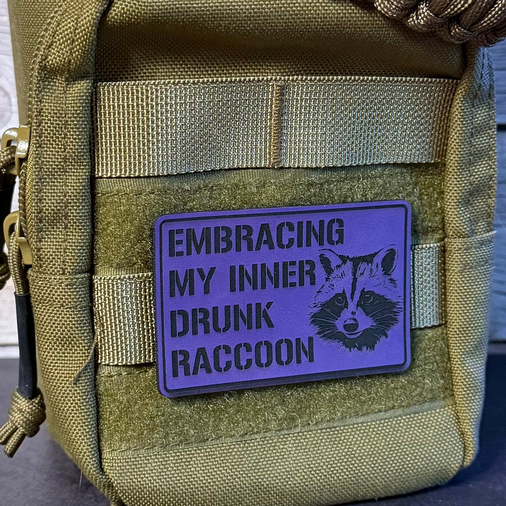 Inner Drunk Raccoon Funny Morale Patch 2"x3" Hook & Loop | Made in USA