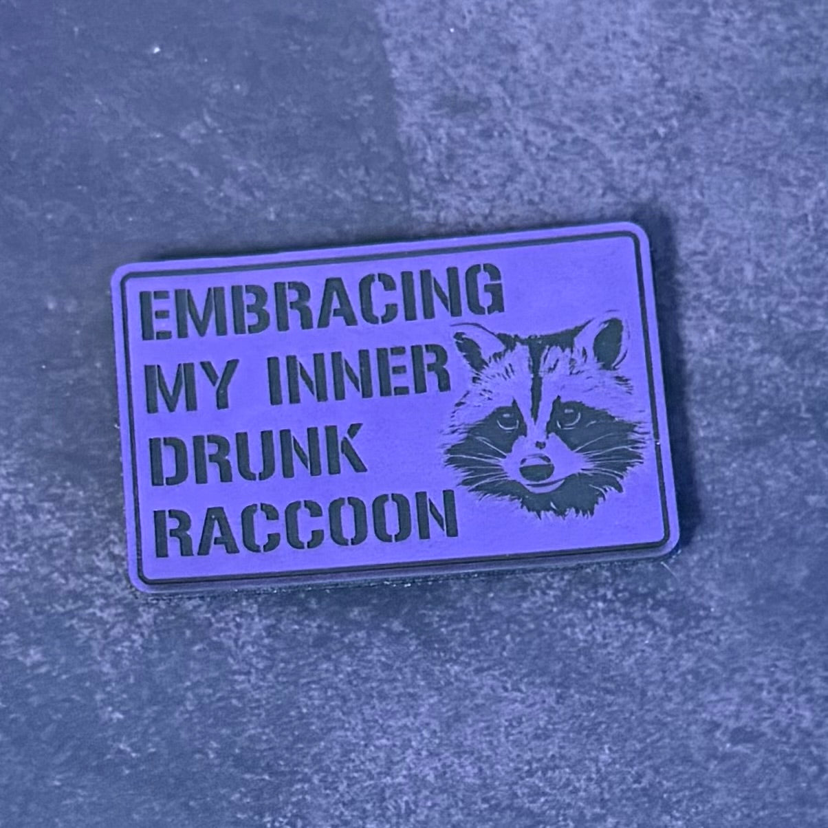 Inner Drunk Raccoon Funny Morale Patch 2"x3" Hook & Loop | Made in USA