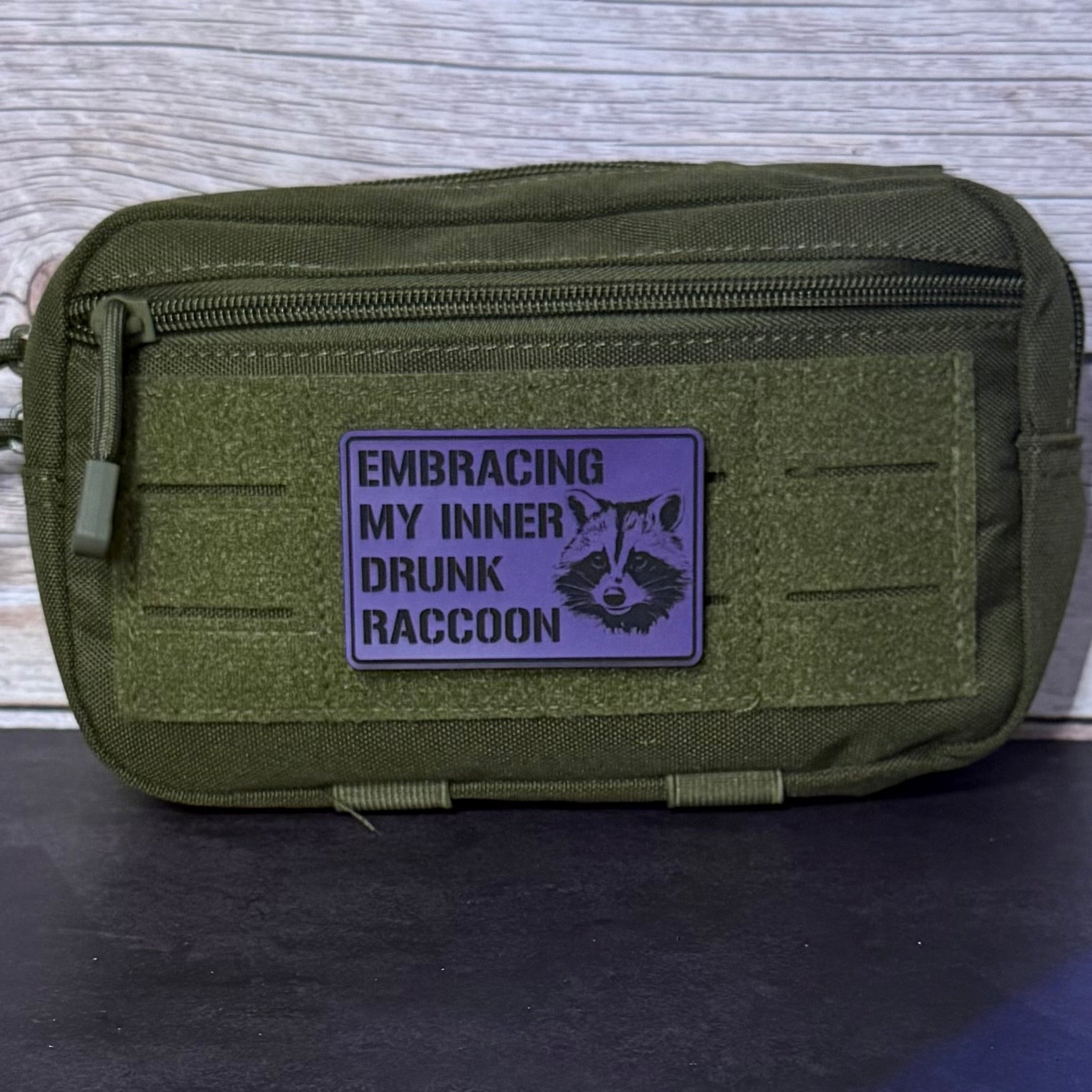 Inner Drunk Raccoon Funny Morale Patch 2"x3" Hook & Loop | Made in USA