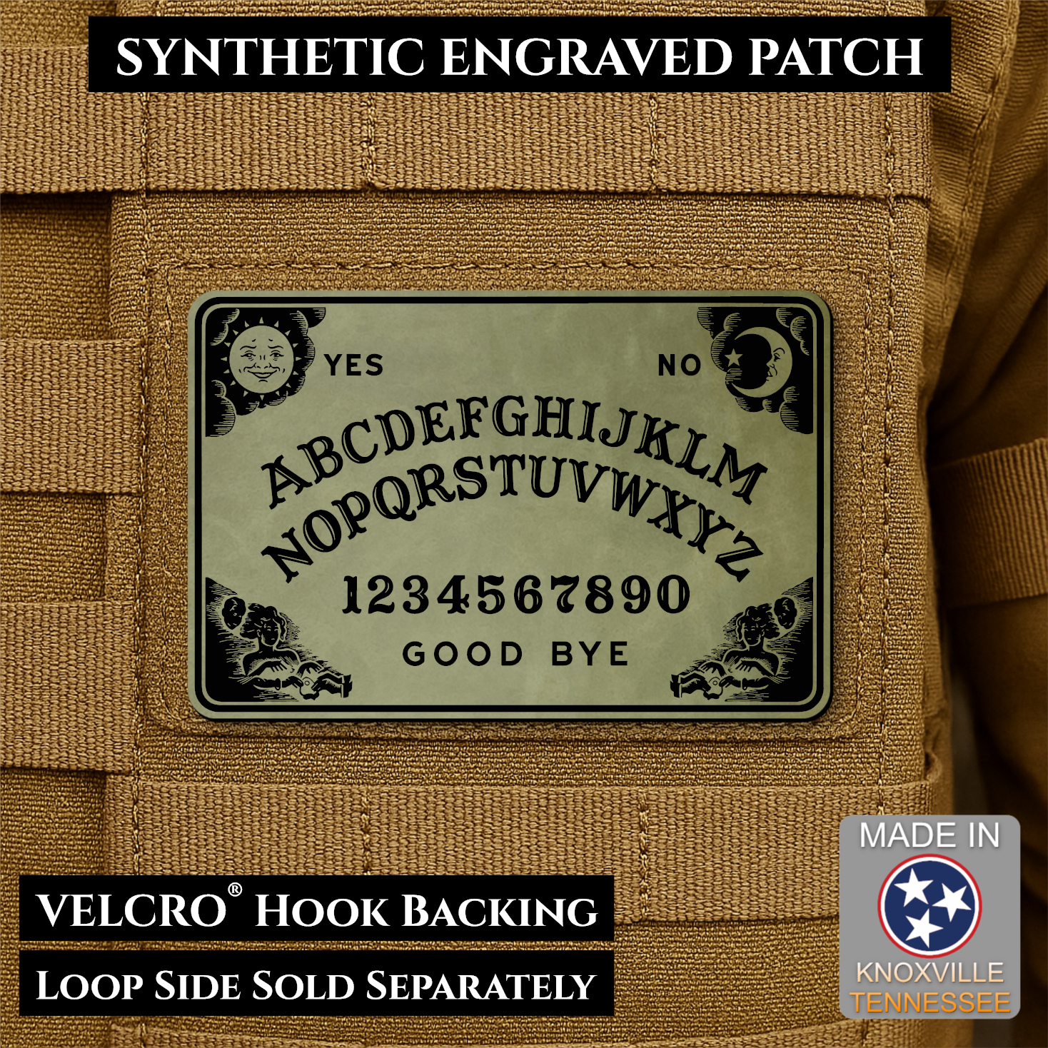 Ouija Talking Spirit Board Funny Morale Patch | Made in USA | VELCRO® Brand Hook Backing