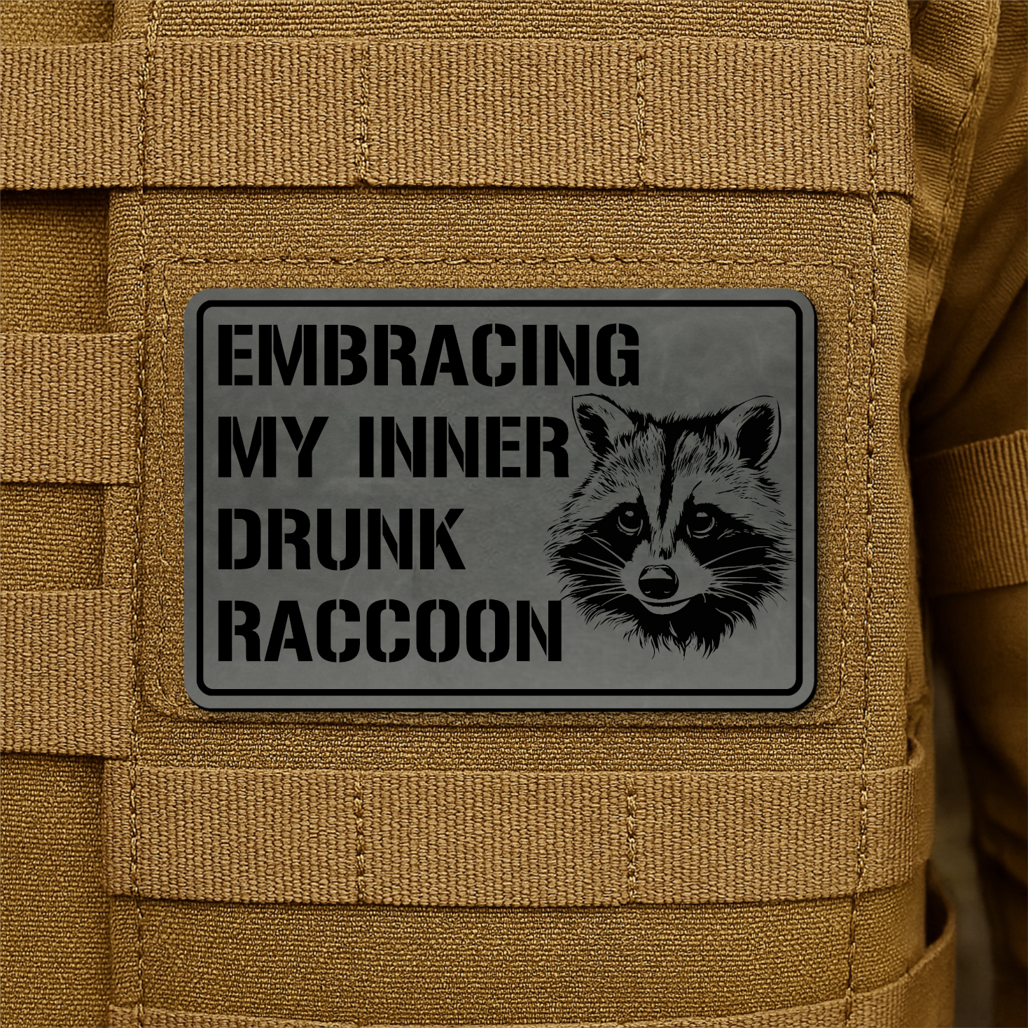 Inner Drunk Raccoon Funny Morale Patch 2"x3" Hook & Loop | Made in USA
