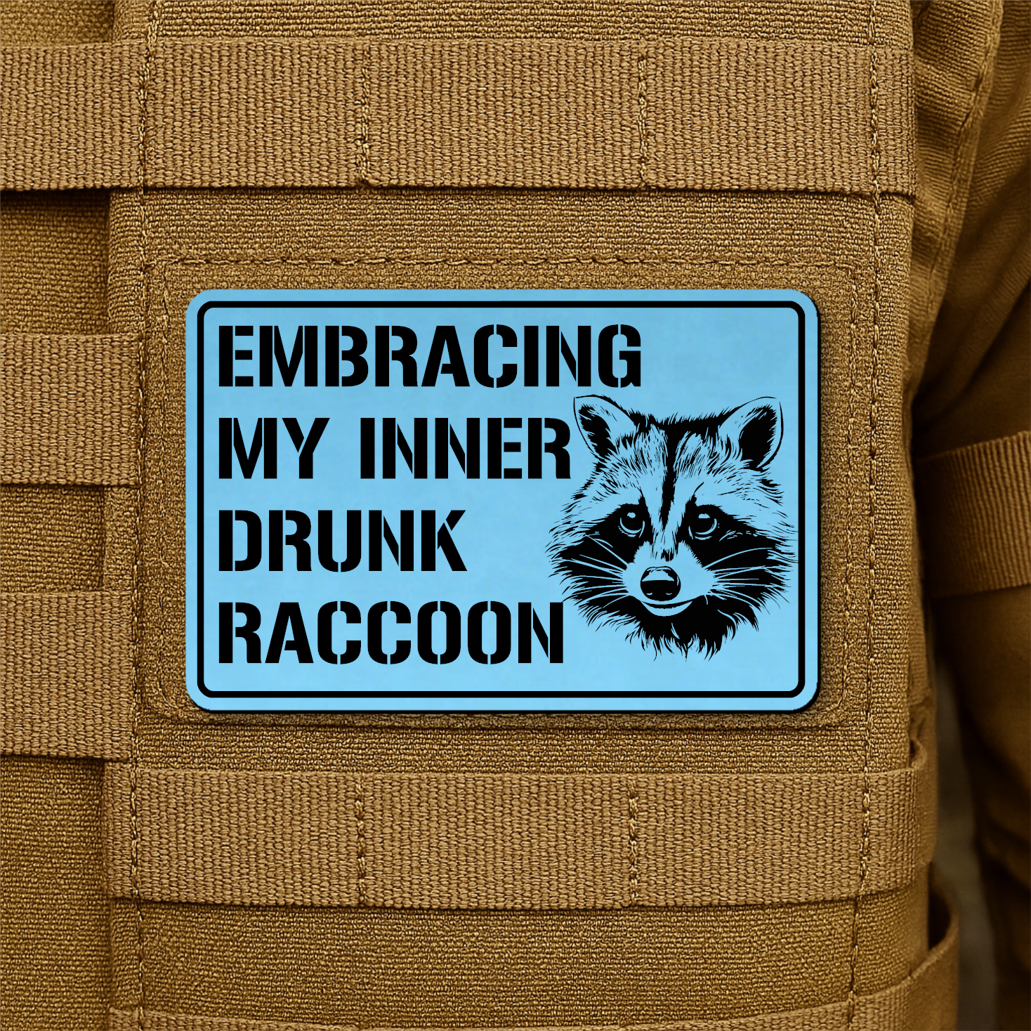 Inner Drunk Raccoon Funny Morale Patch 2"x3" Hook & Loop | Made in USA